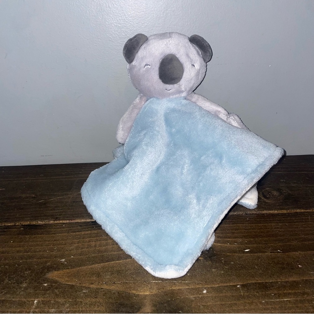 Carters Blue Gray Koala Bear Security Blanket Nunu Love with Pacifier Holder